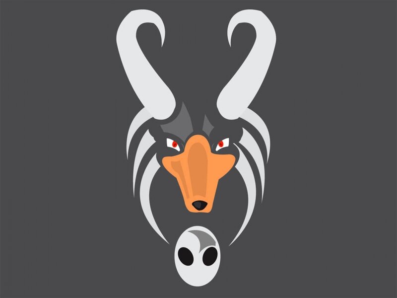 stylized creature head with horns