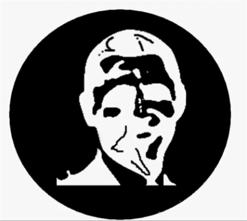 stylized face in a circle