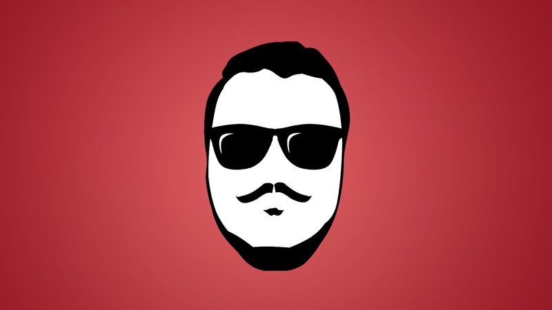Stylized Face with Sunglasses — Red