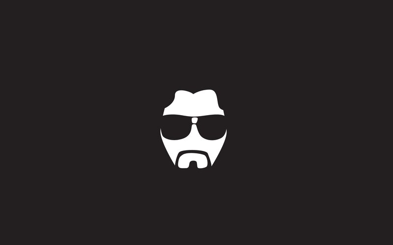 Stylized Face with Sunglasses — White