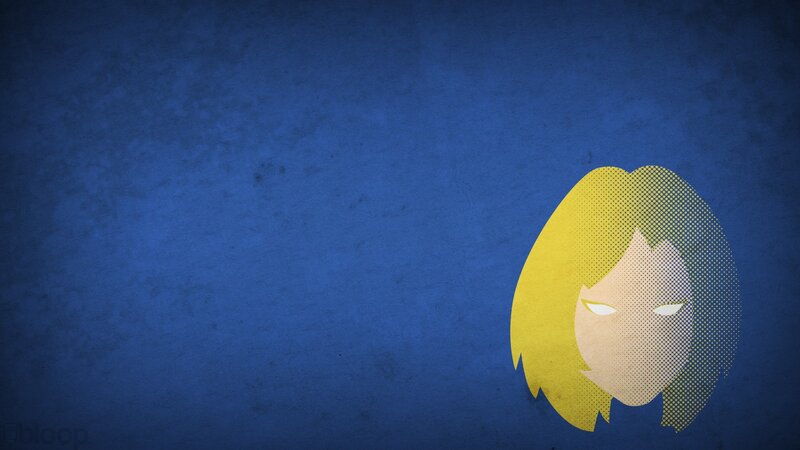 Stylized Face with Yellow Hair — Blue