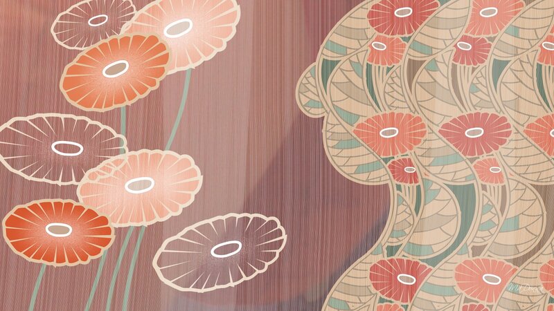 Stylized Floral Pattern — Orange