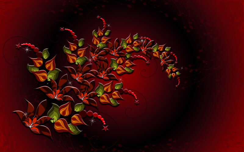 Stylized Floral Pattern — Red