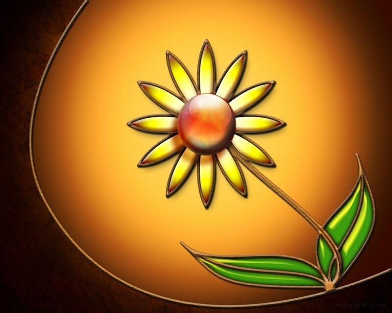 Stylized Flower with Leaves