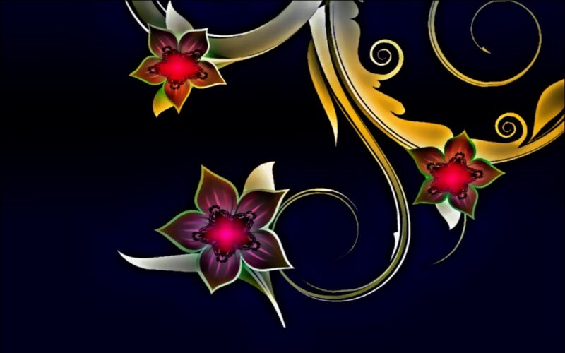Stylized Flowers and Swirls