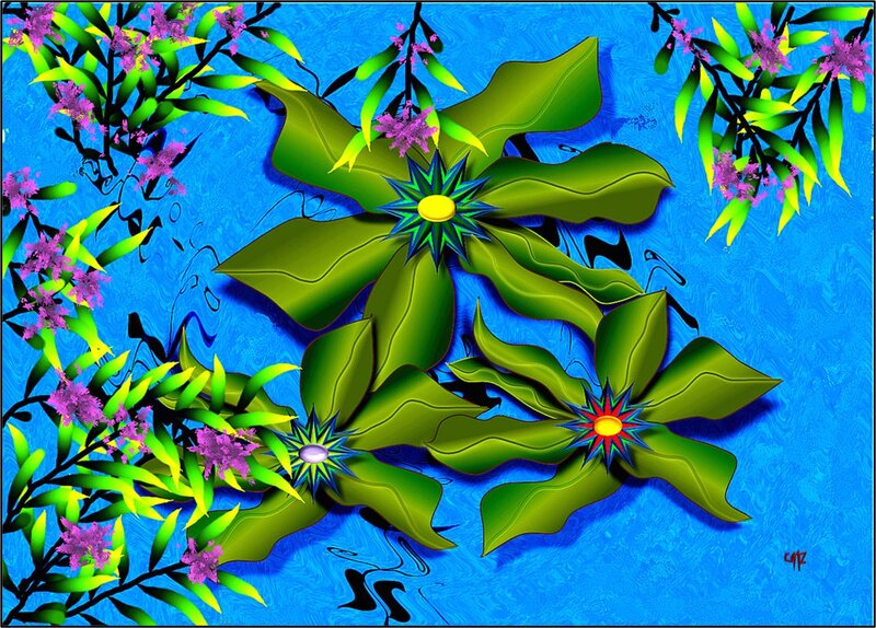 Stylized Flowers in Water