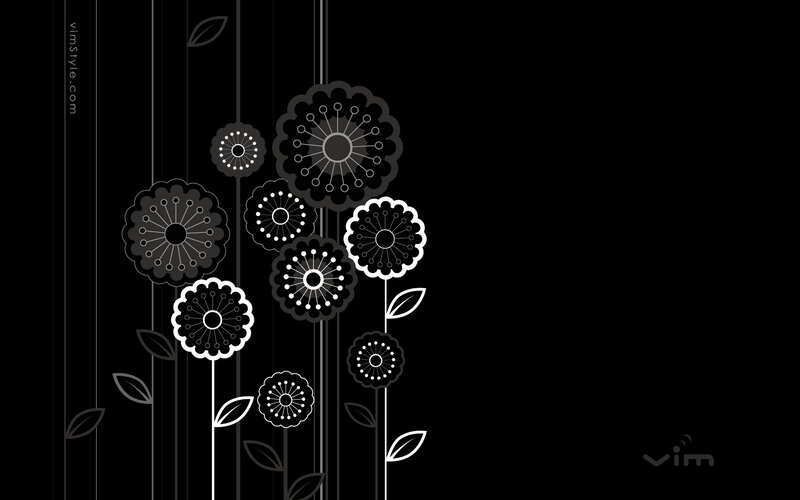Stylized Flowers on Black