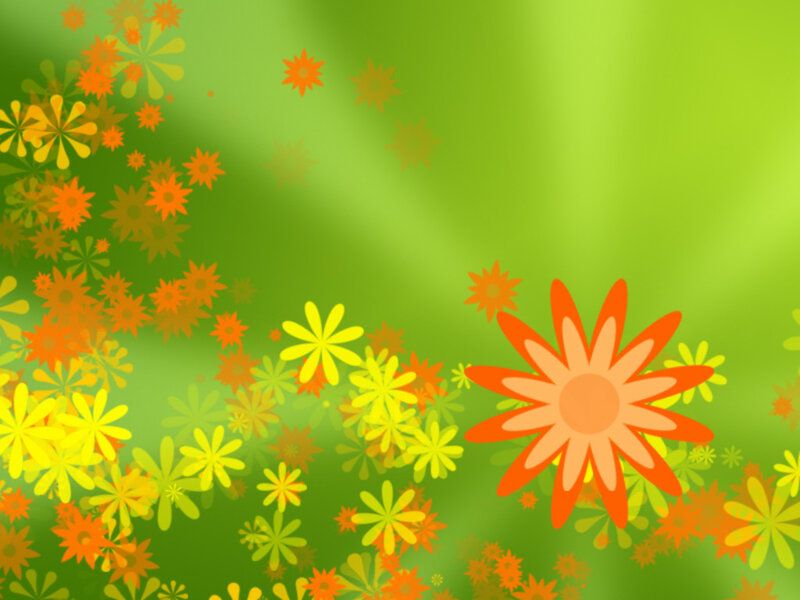 Stylized Flowers on Green