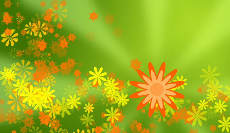 Stylized Flowers on Green — Vibrant
