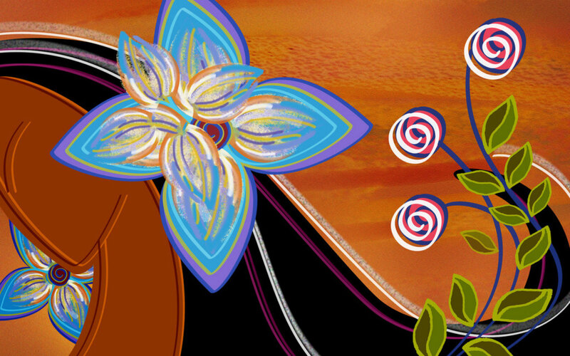Stylized Flowers on Guitar