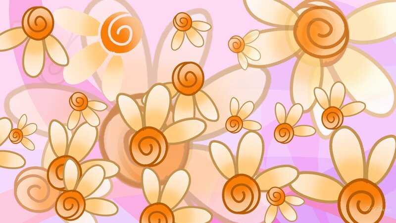 Stylized Flowers on Pink
