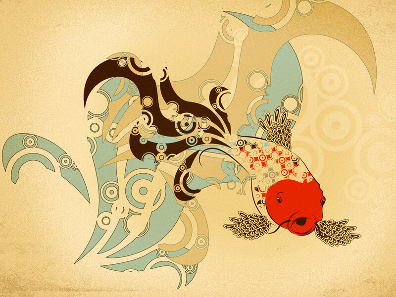 stylized koi fish art
