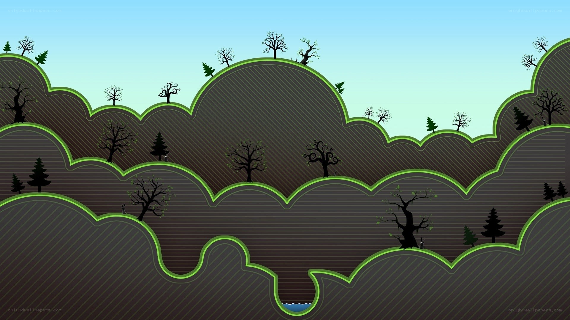 stylized landscape with hills