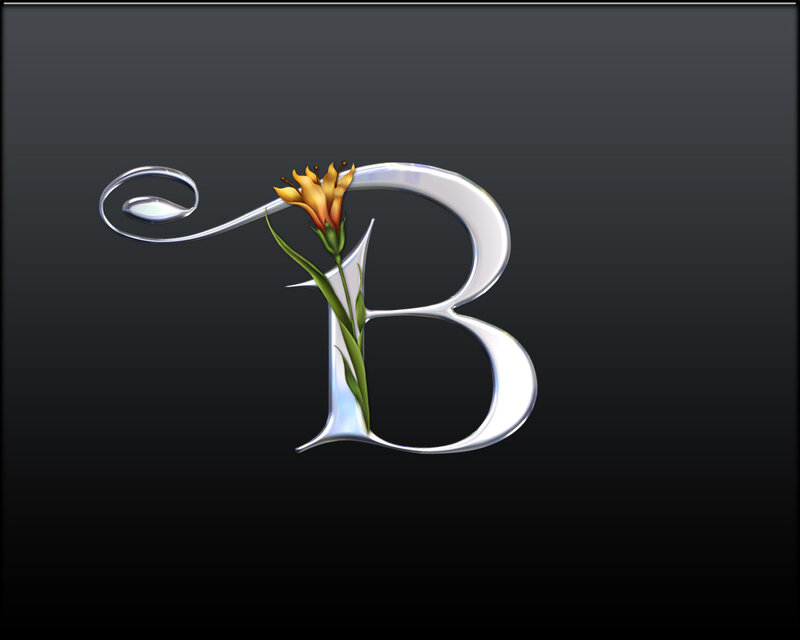 Stylized letter B with flower