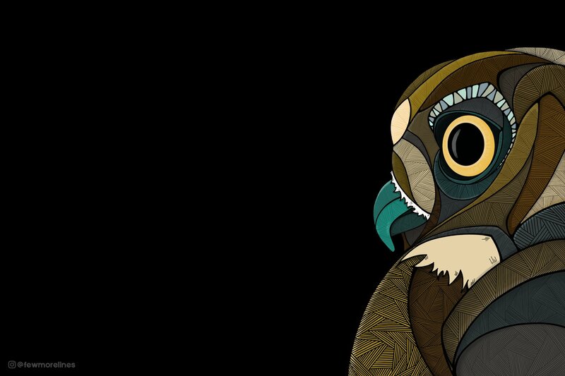 Stylized Owl Head — Black