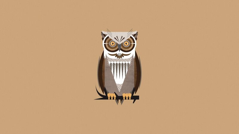 Stylized Owl Illustration — Brown, Neutral