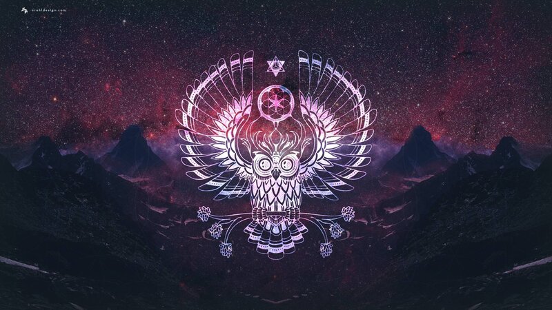 Stylized Owl Illustration — Purple