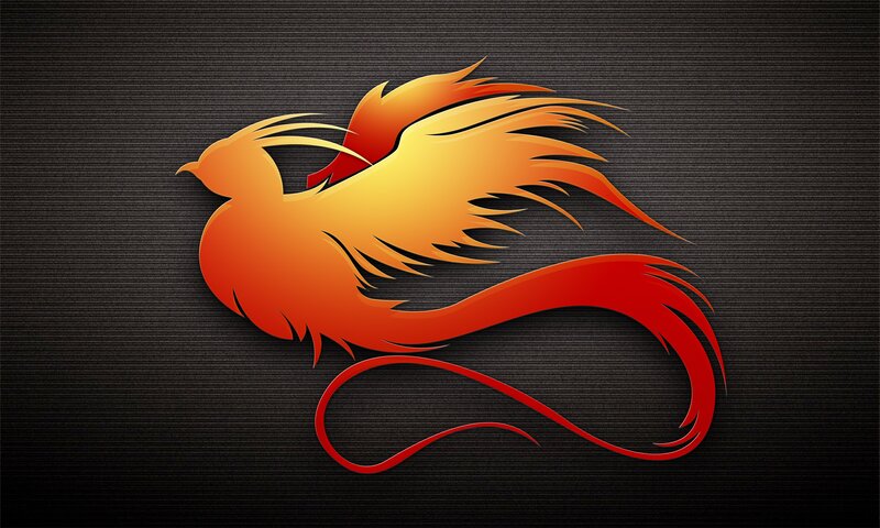 Stylized Phoenix Bird — Orange, Dramatic