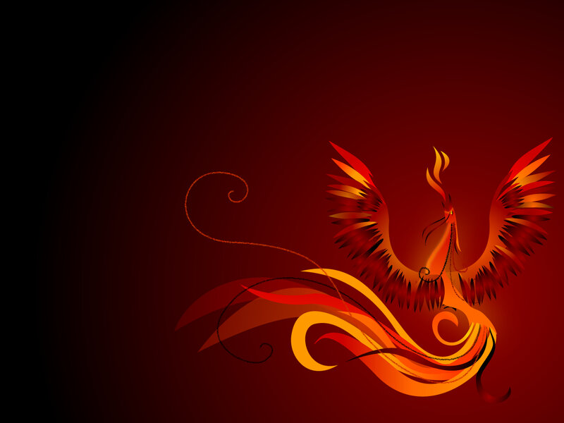 Stylized Phoenix Bird — Red, Dramatic