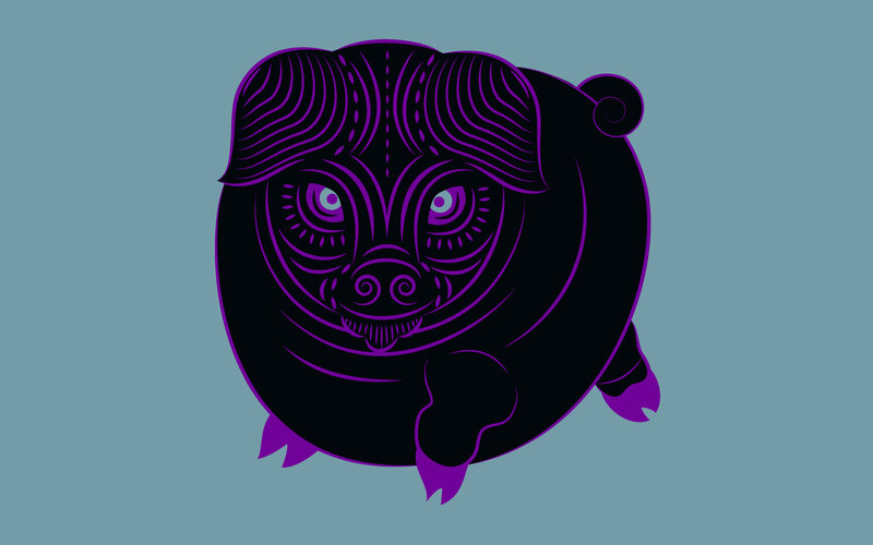 Stylized Pig Illustration — Black