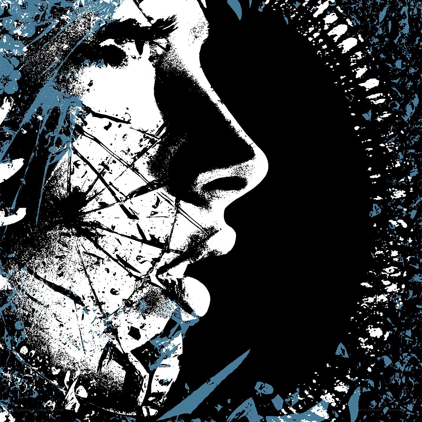 stylized portrait with splatter effect