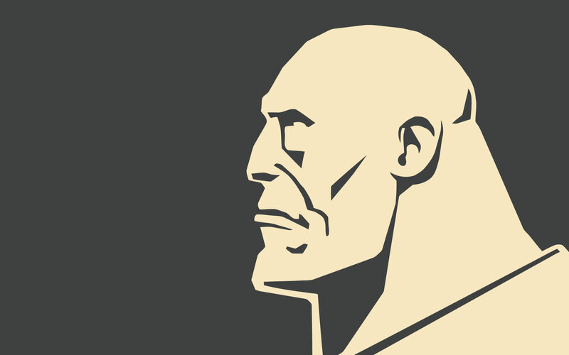 stylized profile of a bald man