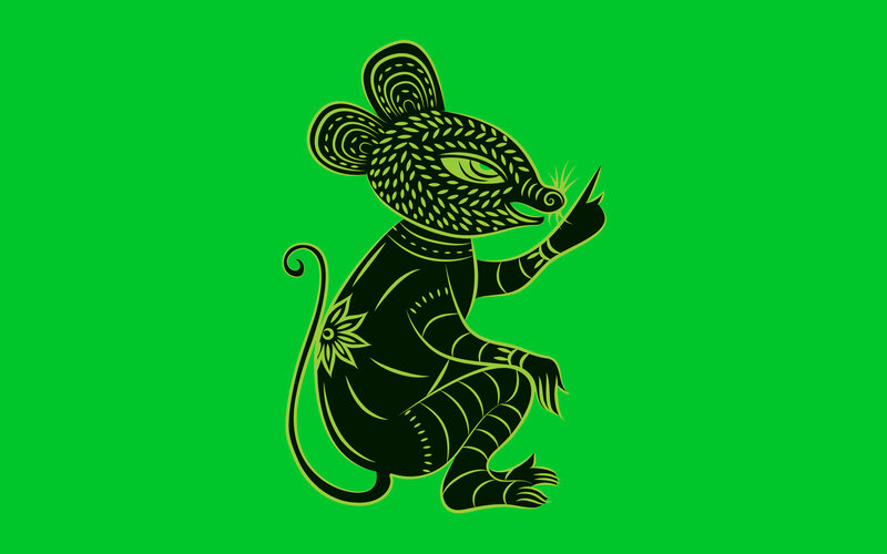 Stylized Rat Illustration — Green