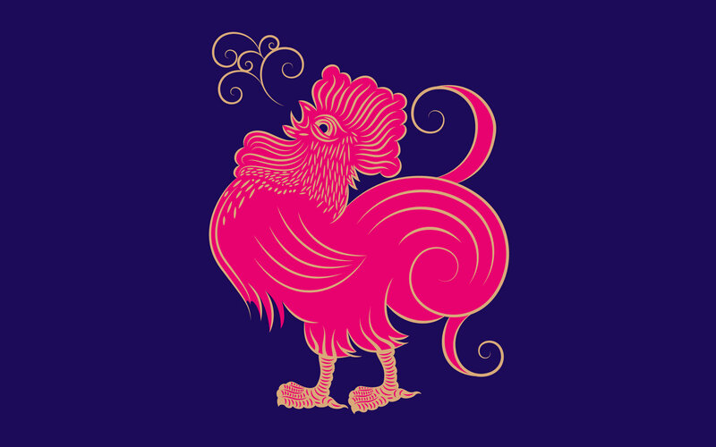Stylized Rooster Illustration — Pink