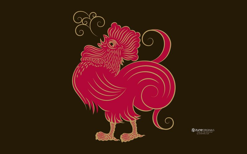 Stylized Rooster Illustration — Red