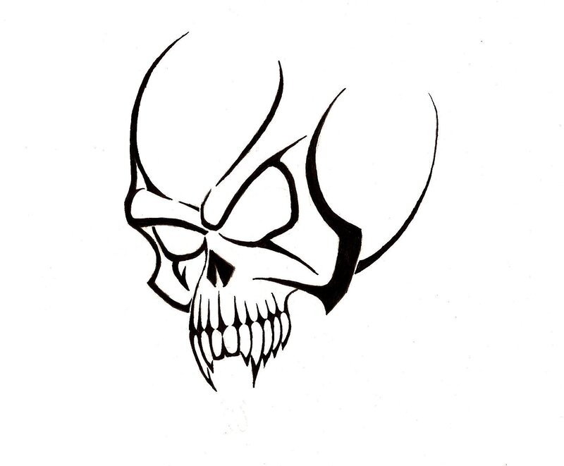 stylized skull drawing