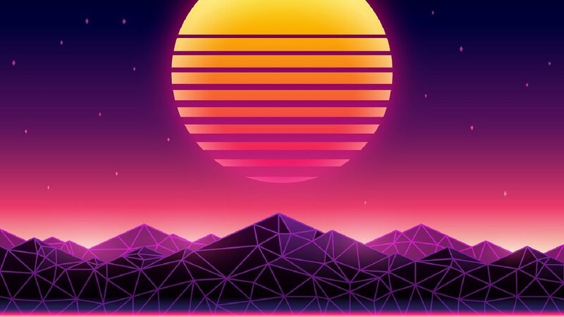 Stylized Sun over Mountains
