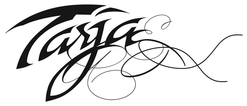 Stylized Text Logo — Black, Dynamic, Vector Art