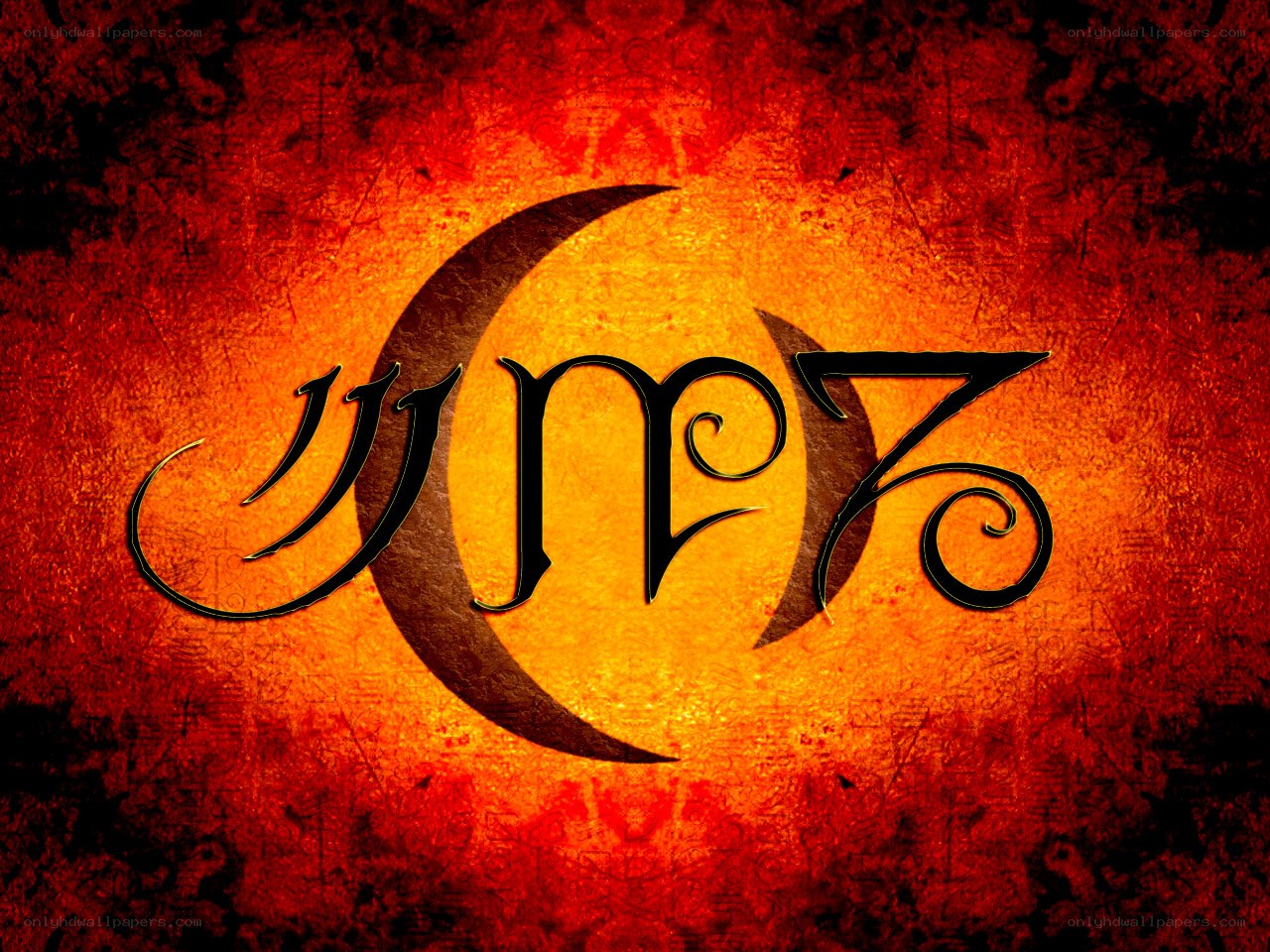stylized text on fiery background