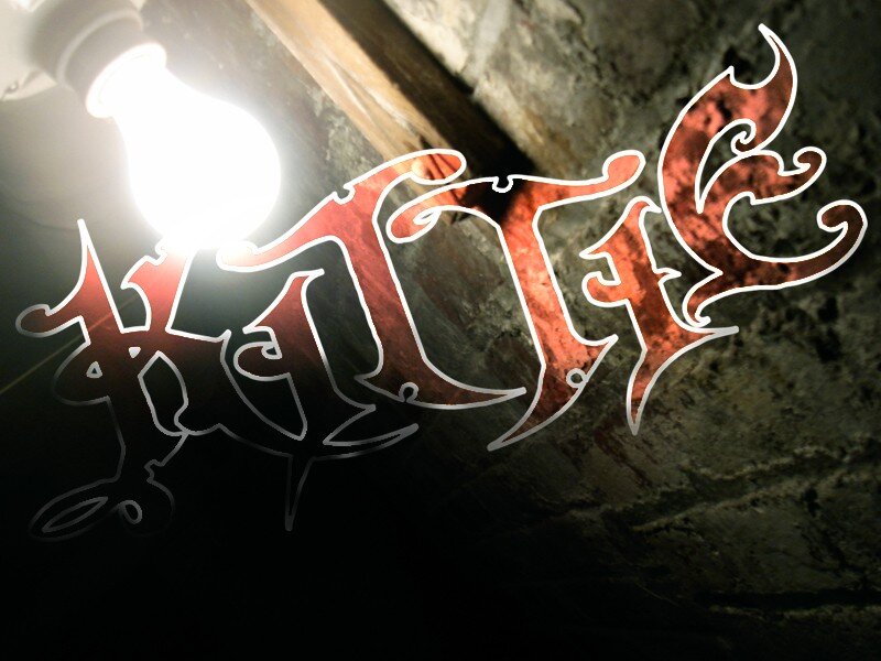 stylized text under a light bulb