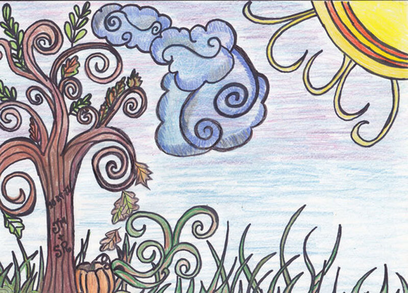 Stylized Tree and Sun