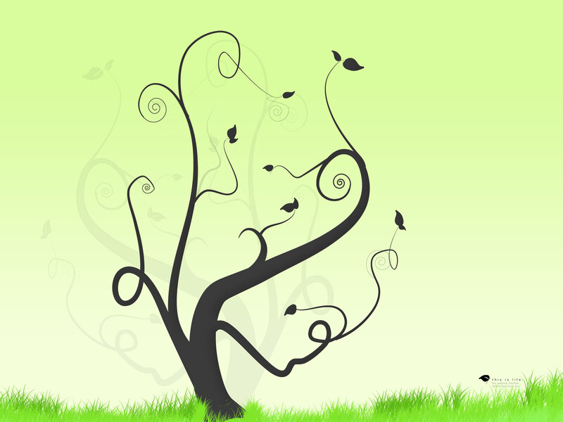 stylized tree on green background