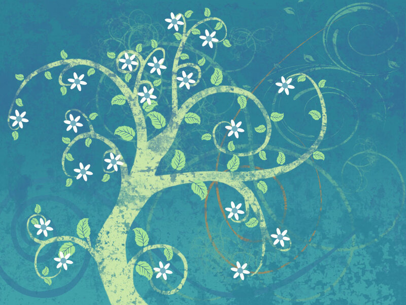 stylized tree with flowers