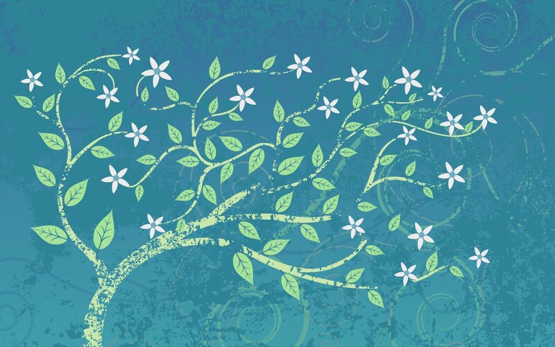 Stylized Tree with Flowers — Teal