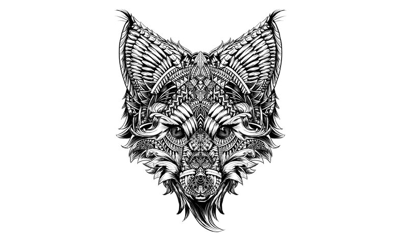 Stylized Wolf Head — Black