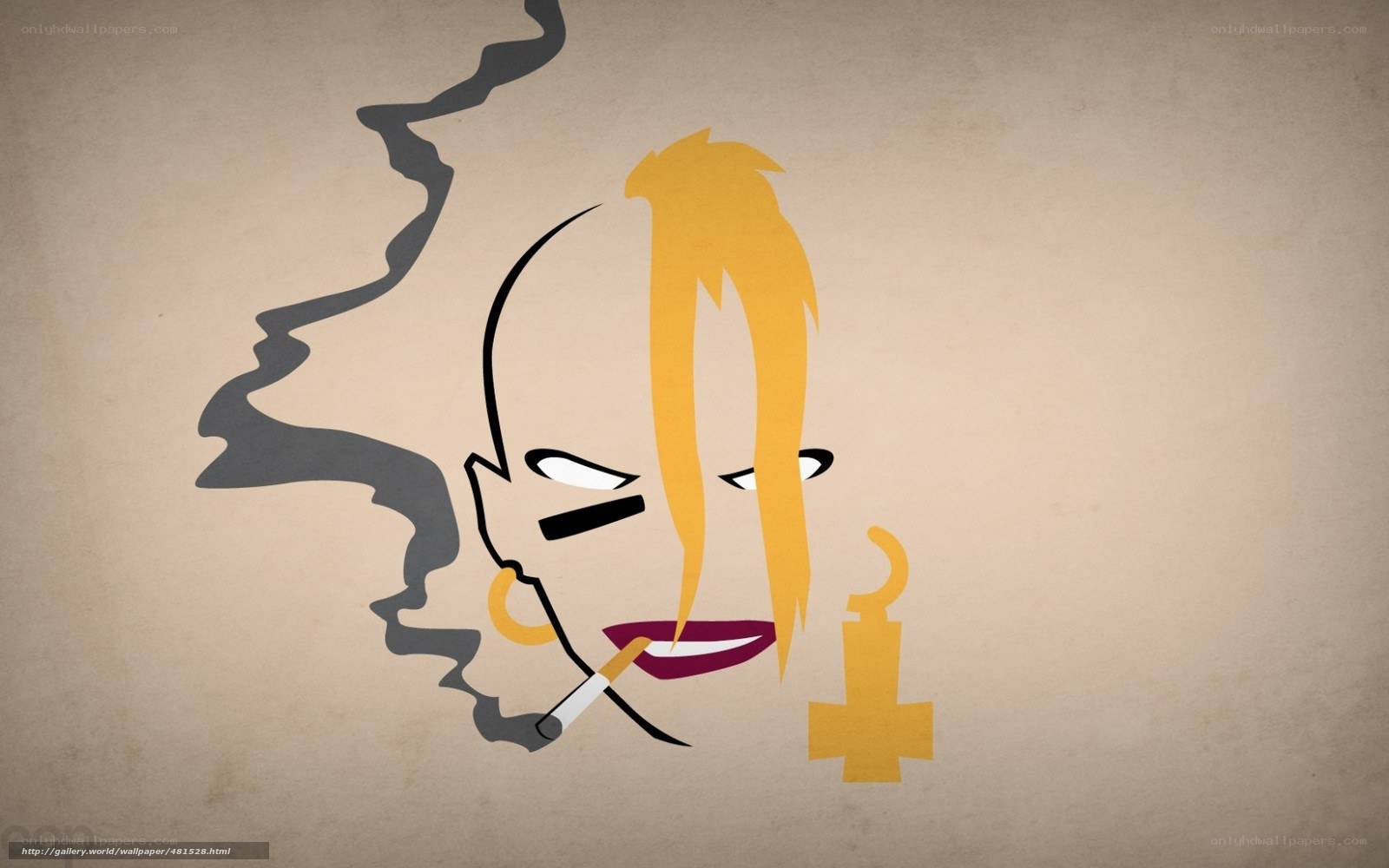 stylized woman smoking