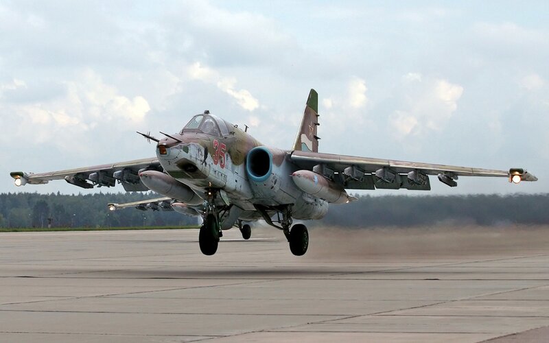 Su-25 jet taking off