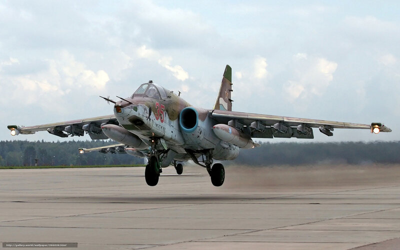 Su-25 jet taking off