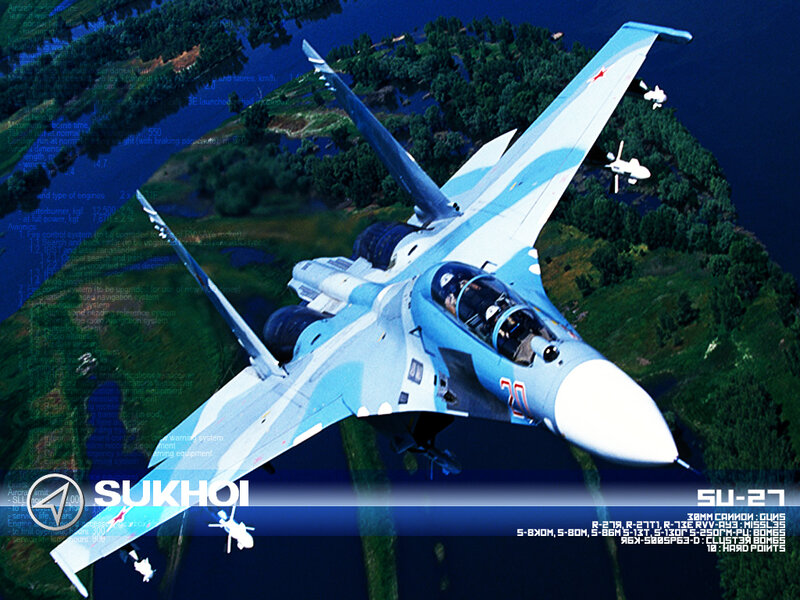 Su-27 Fighter Jet — Blue, Dramatic, Afternoon, Digital Art