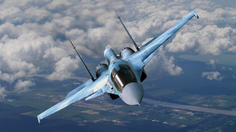 Su-27 Fighter Jet — Blue, Dramatic, Afternoon, Photograph