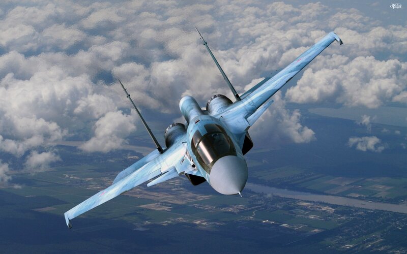 Su-27 Fighter Jet — Blue, Dramatic, Afternoon