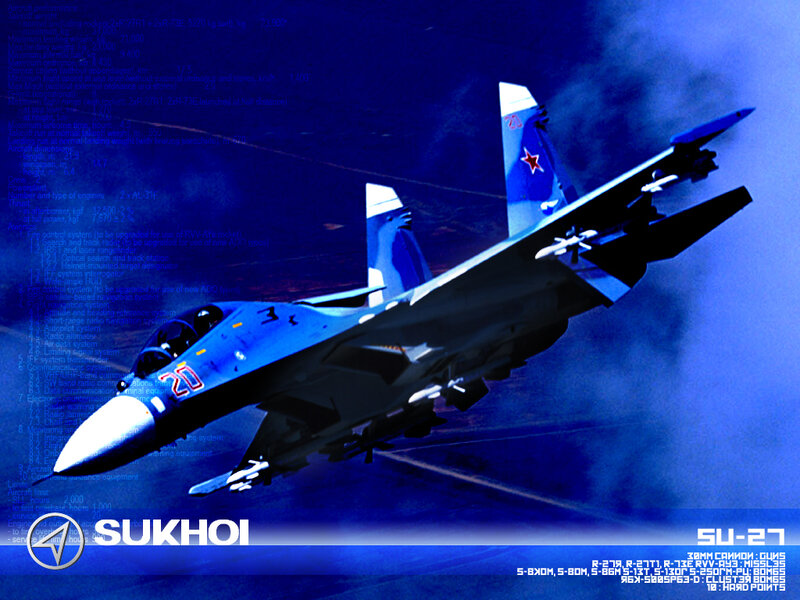 Su-27 Fighter Jet — Blue, Dramatic, Digital Art, Aircraft