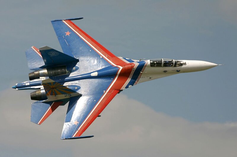 Su-27 Fighter Jet — Blue, Dynamic, Afternoon, Photograph, Star