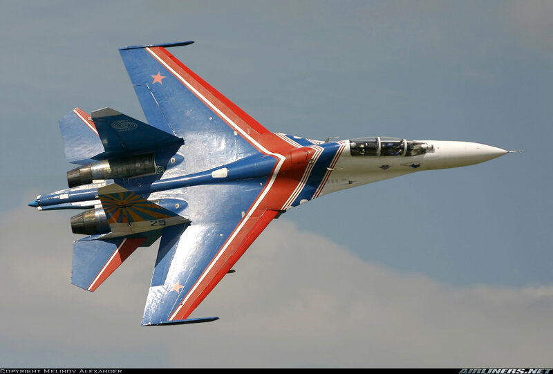 Su-27 Fighter Jet — Blue, Dynamic, Photograph