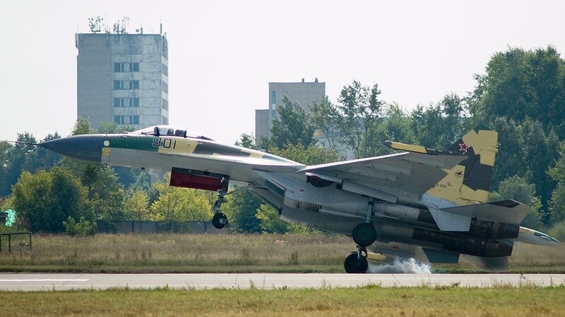 Su-27 fighter jet on runway