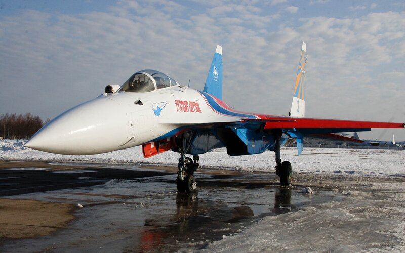 Su-27 fighter jet on tarmac
